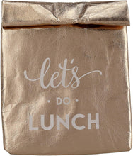 Load image into Gallery viewer, Santa Barbara Design Studio Metallic Rose Gold Washable Paper Bag Let's Do Lunch