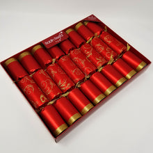 Load image into Gallery viewer, Robin Reed English Holiday Christmas Crackers, Pack of 8 x 10" - Red Floral Glitter