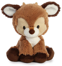 Load image into Gallery viewer, Aurora 8" Reindeer Stuffed Animal Trio: Rose Gold, Sterling Silver and Brown with Drawstring Bag