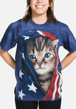 Load image into Gallery viewer, The Mountain Adult Unisex T-Shirt - Patriotic Kitten