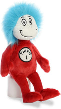 Load image into Gallery viewer, Aurora Cat in The Hat Set of 3 Plush Bundle: 14" Chef Cat in The Hat, 12" Thing 1 and Thing 2 with Exclusive Myriads Drawstring Bag