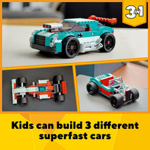 Load image into Gallery viewer, LEGO Creator 3in1 Street Racer Building Kit Featuring a Muscle Car, Hot Rod Car Toy and Race Car