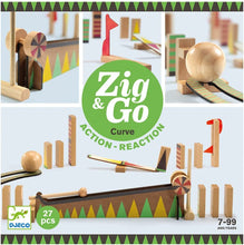 Load image into Gallery viewer, DJECO Zig &amp; Go Wooden Domino Race Construction Set, 27 Pieces