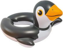 Load image into Gallery viewer, Intex Set of 3 Kid-Sized Animal Swim Ring Floaties: Yellow Ducky, Penguin, and Friendly Alligator, with Drawstring Bag