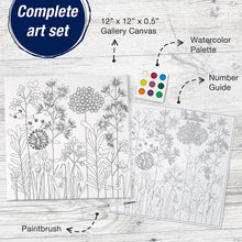 Load image into Gallery viewer, Faber-Castell Watercolor Paint by Number Farmhouse Floral - DIY Number Painting on Canvas Kit for Adults