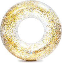 Load image into Gallery viewer, Intex Transparent Glitter Tube Inflatable Swimming Pool Float Raft Ring - Gold