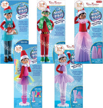 Load image into Gallery viewer, The Elf on the Shelf Magi-Freeze Stand Up Complete Set: Cocoa to Go Barista, Rainbow Snow Pixie Dress, Holiday Hipster, Tiny Tidings Tutu, and Glitzy Gala Dress (Elf Not Included)