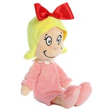 Load image into Gallery viewer, Aurora Dr. Seuss Plush Set of 3: 12" Cindy Lou Who, 14" Chef Cat in the Hat, 14" Chef Grinch, Green with Myriads Drawstring Bag