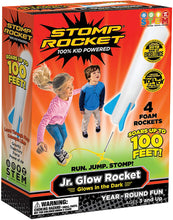 Load image into Gallery viewer, Stomp Rocket The Original Jr. Glow Rocket Launcher, 4 Foam Rockets and Toy Air Rocket Launcher - Glows in The Dark
