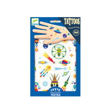 Load image into Gallery viewer, Djeco Space Oddity Temporary Tattoos Glow In The Dark