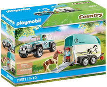 Load image into Gallery viewer, PLAYMOBIL Car with Pony Trailer