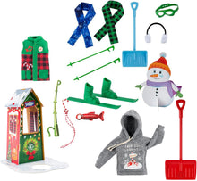 Load image into Gallery viewer, The Elf on the Shelf Winter Snow Day Activities Set: Scout Elves at Play Snow Play Set, Claus Couture Collection Frosted Fishing Hut and Snow Day Shovel 'n' Play