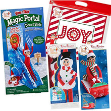 Load image into Gallery viewer, Elf on the Shelf Snowy Set: Magic Portal Door and Slide, Silly Snowman, Snowflake Sled &amp; Scarf